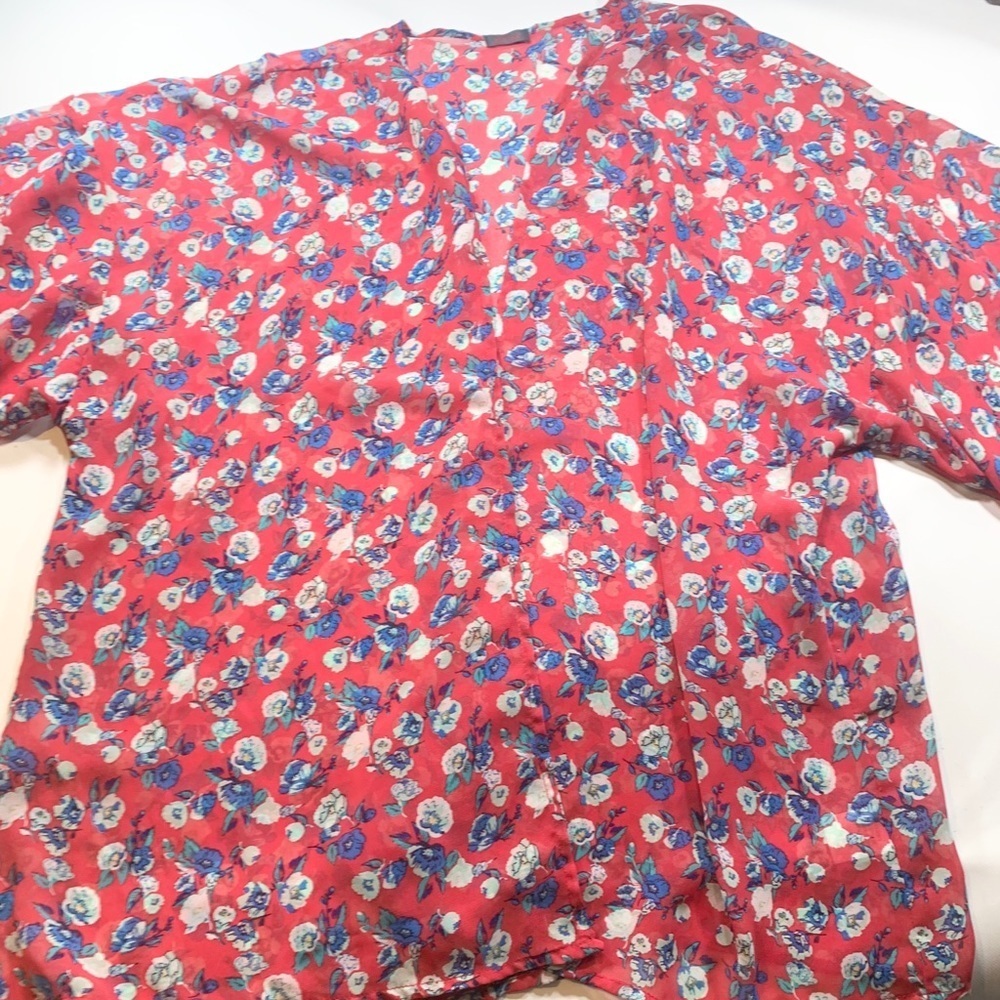 Kimono Floral Pink Blue One Size Large